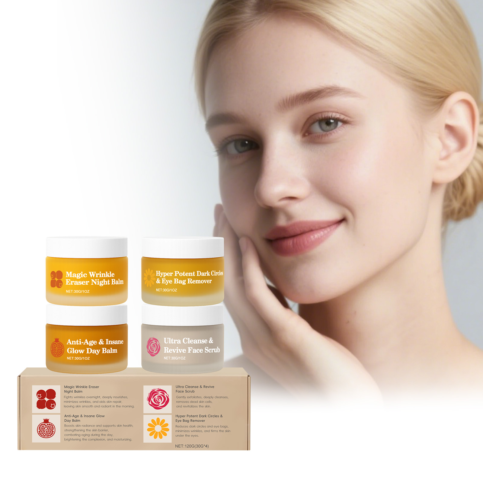 Night Cream - マルチエフェクト デイ＆ナイト スキンケアセット 洗浄 保湿 くまを軽減