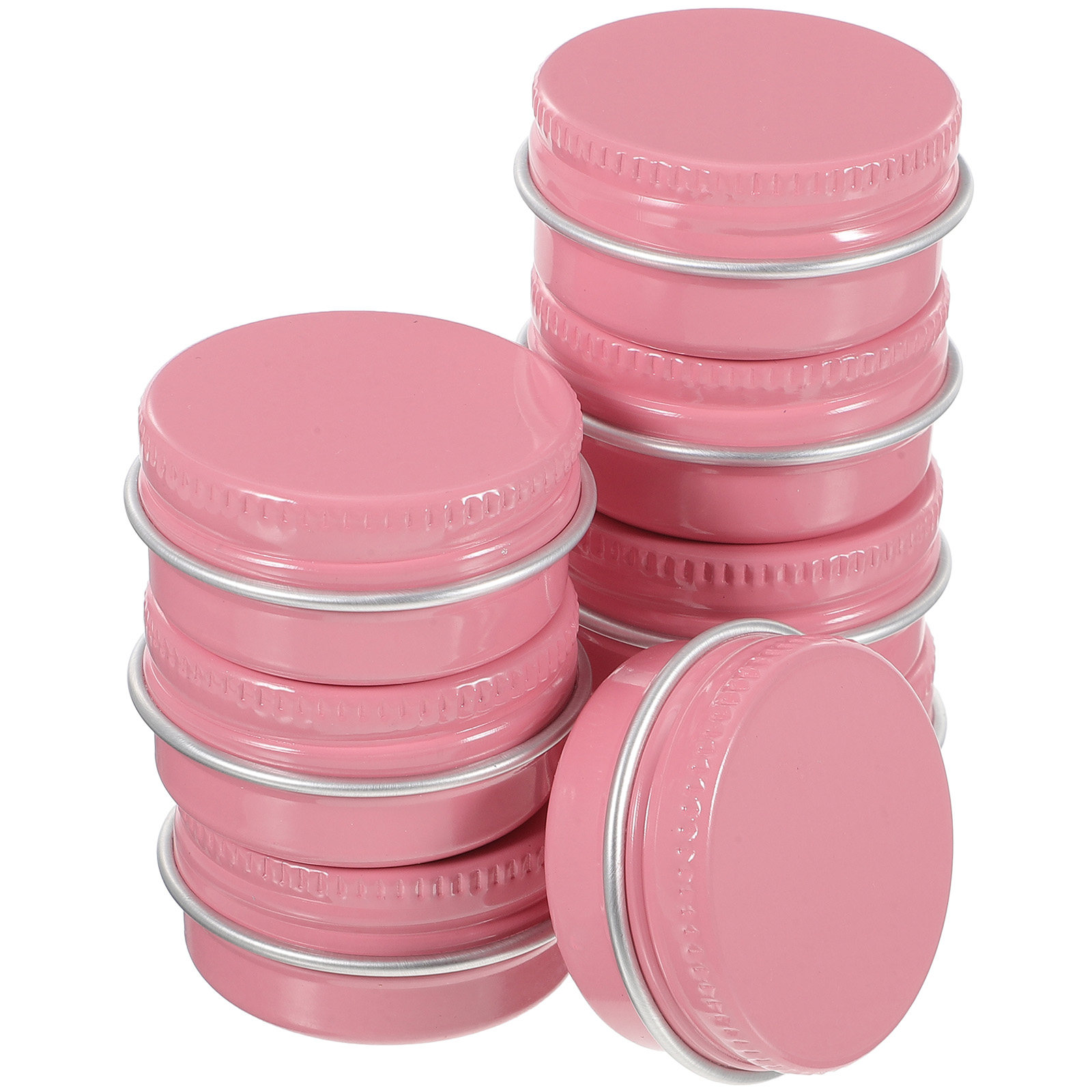 Lip Balm - 8個入り、小型の円形アルミ製容器。ねじ式の蓋で密閉でき、化粧品サンプル、リップクリーム、錠剤、ビタミン剤、手芸用品などを入れるのに最適。