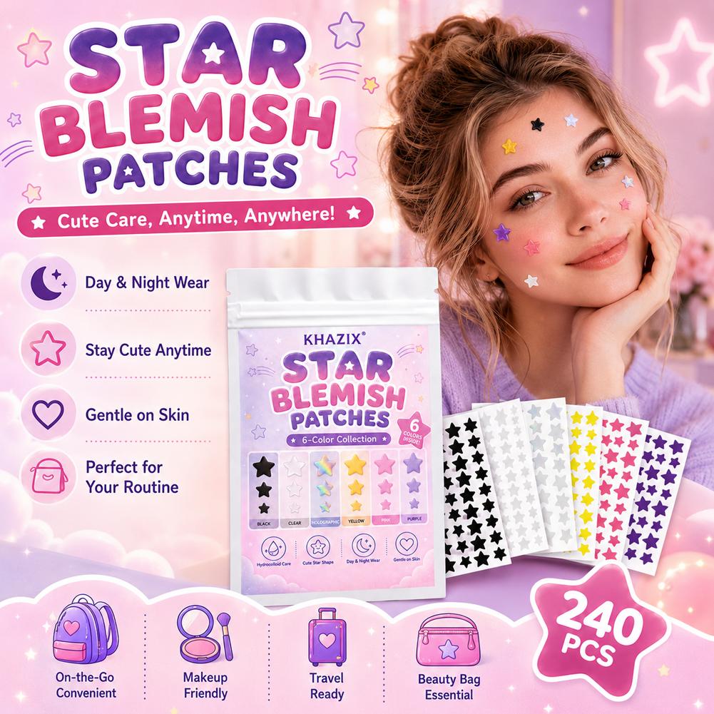 Face Moisturizer - 240枚入り スターピンプルパッチ 顔用 ハイドロコロイド吸収カバー ティーツリーハイドロコロイドアクネパッチ キュートスターピンプル