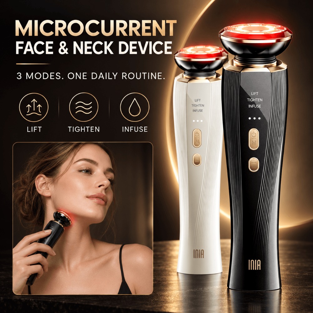 Skincare Glowing - 3つのモードを搭載したマイクロカレント美顔器。赤色光によるフェイシャル＆ネックケア。USB充電式で、自宅で手軽に使えるポータブルなスキンケアツール。
