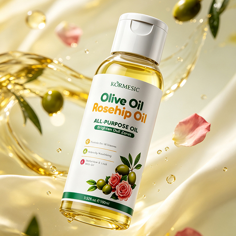 Face Oil Rosehip - オリーブオイル、ローズヒップオイル配合の多目的オイル 100ml。顔、髪、体に使える全身用マッサージオイル。日常的なスキンケアに。