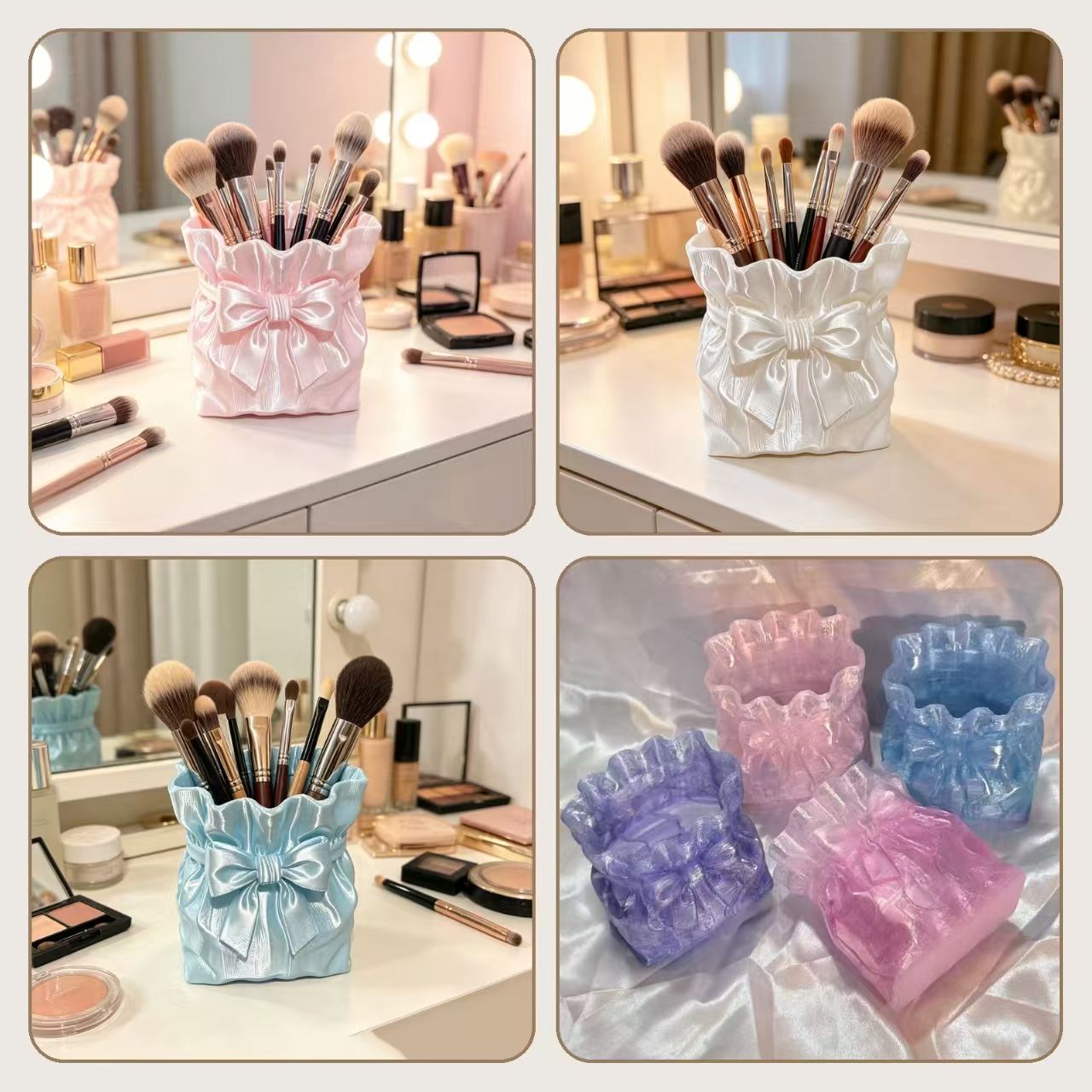 かわいらしい3Dプリントのサテンリボンが付いたメイクブラシホ - Lip Balm のレビューと価格