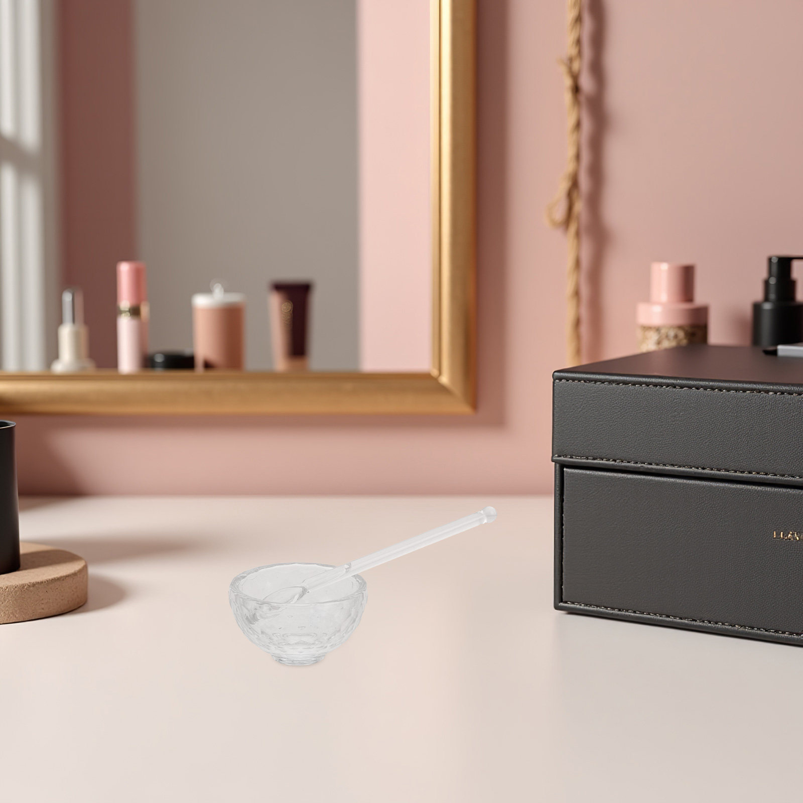 透明なガラス製フェイスマスク用ミキシングボウル。スプーン付き - Face Oil のレビューと価格