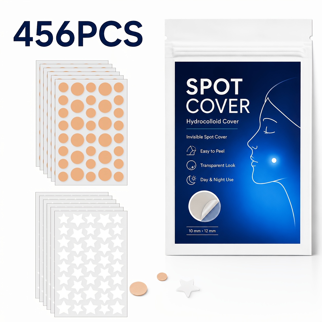 456個入り、カラフルな星型と丸型のニキビパッチ。男性にも女 - Face Moisturizer のレビューと価格