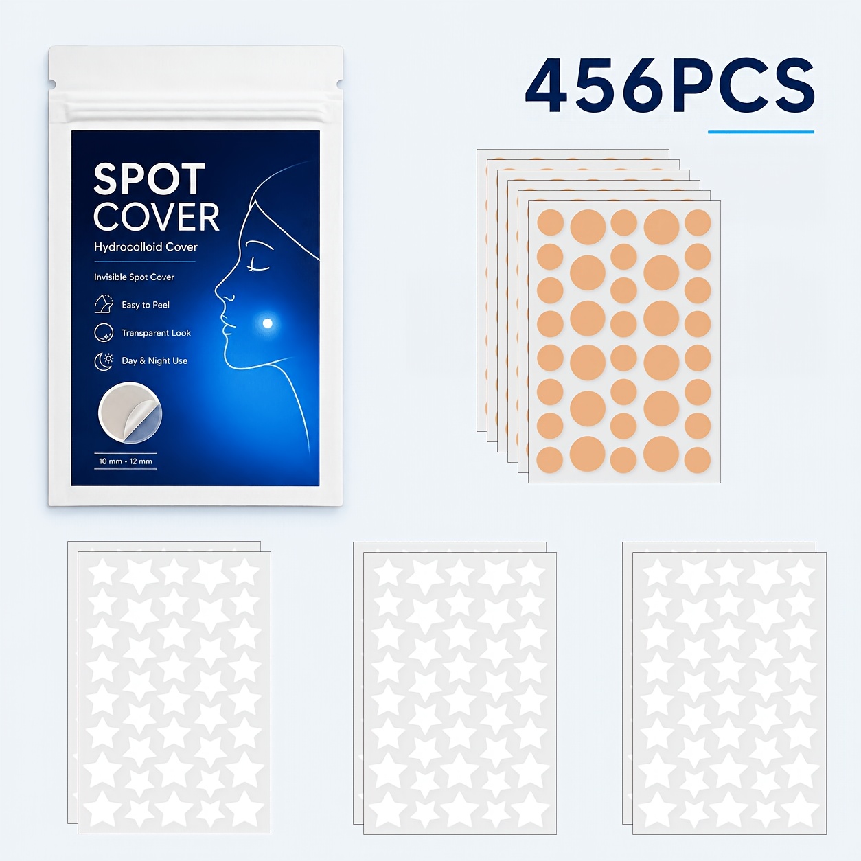 456個入り、カラフルな星型と丸型のニキビパッチ。男性にも女 - Face Moisturizer のレビューと価格