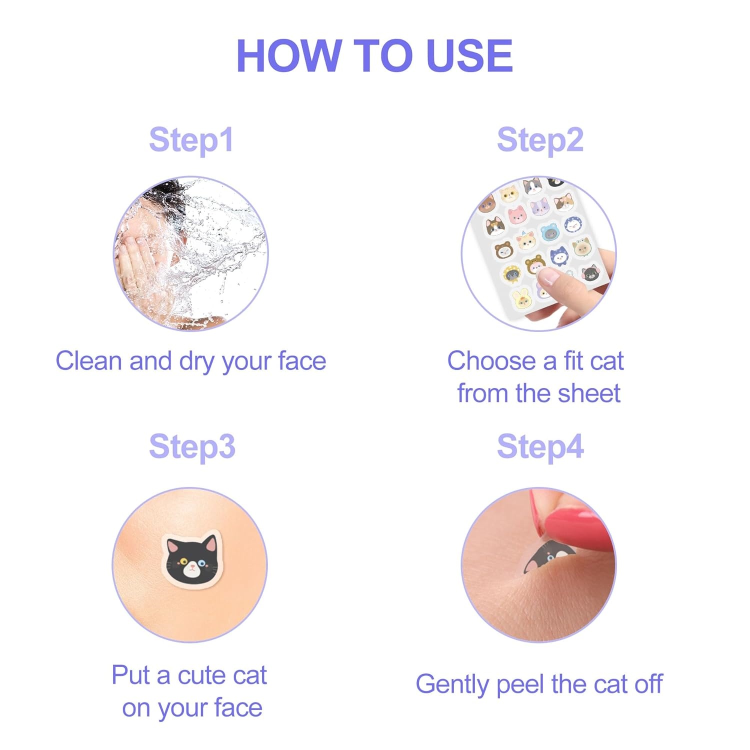 600個の漫画風ニキビパッチ、かわいい猫の形をした顔用隠しニ - Face Moisturizer のレビューと価格
