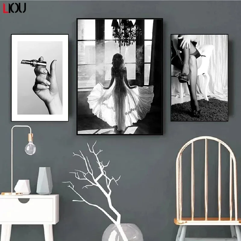 ファッショナブルでセクシーな女性の壁掛けキャンバス絵画口紅ハ - Lip Balm のレビューと価格